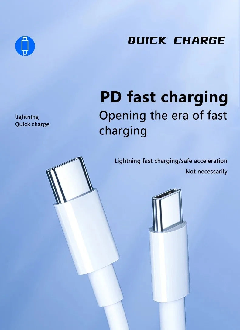 3–4pcs 100W USB Type-C to USB-C Cable | PD Fast Charging Cable for Samsung, Xiaomi, MacBook, Laptop, Phone