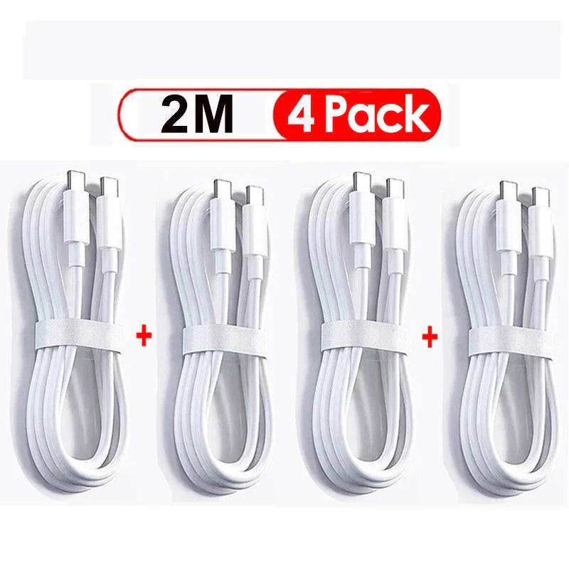 3–4pcs 100W USB Type-C to USB-C Cable | PD Fast Charging Cable for Samsung, Xiaomi, MacBook, Laptop, Phone