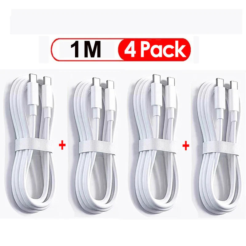 3–4pcs 100W USB Type-C to USB-C Cable | PD Fast Charging Cable for Samsung, Xiaomi, MacBook, Laptop, Phone