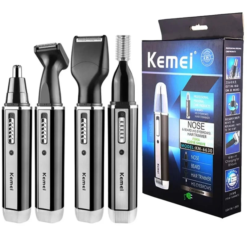4in1 Rechargeable Nose Trimmer Beard Trimmer for Men Ear Eyebrow Nose Hair Trimmer for Nose and Ear Hair Removal Clean Machine [HAI]